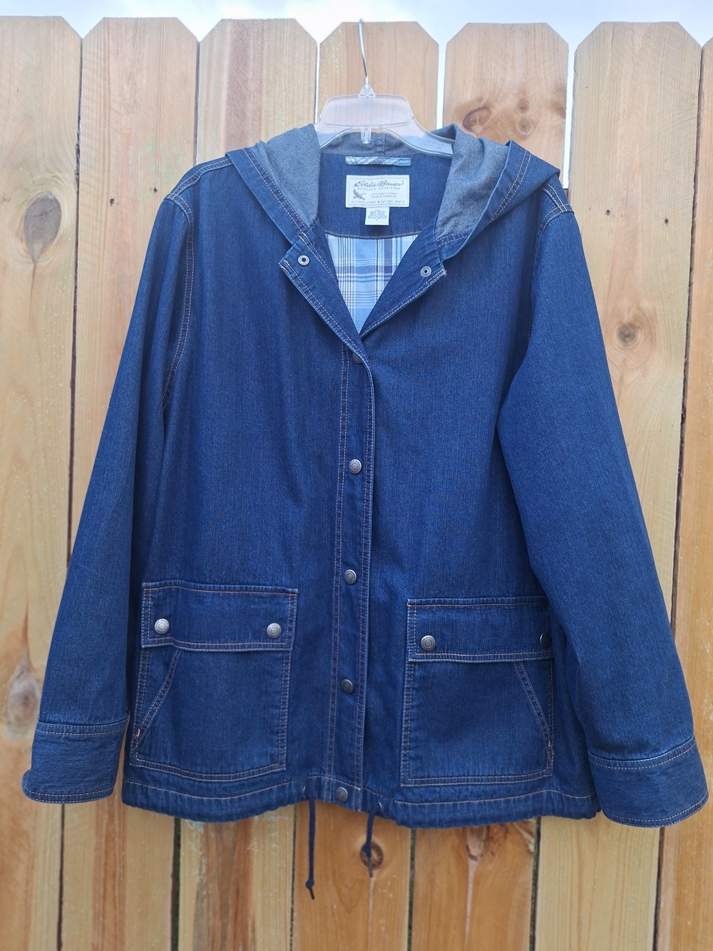 Eddie Bauer Blue Hooded Denim Jacket